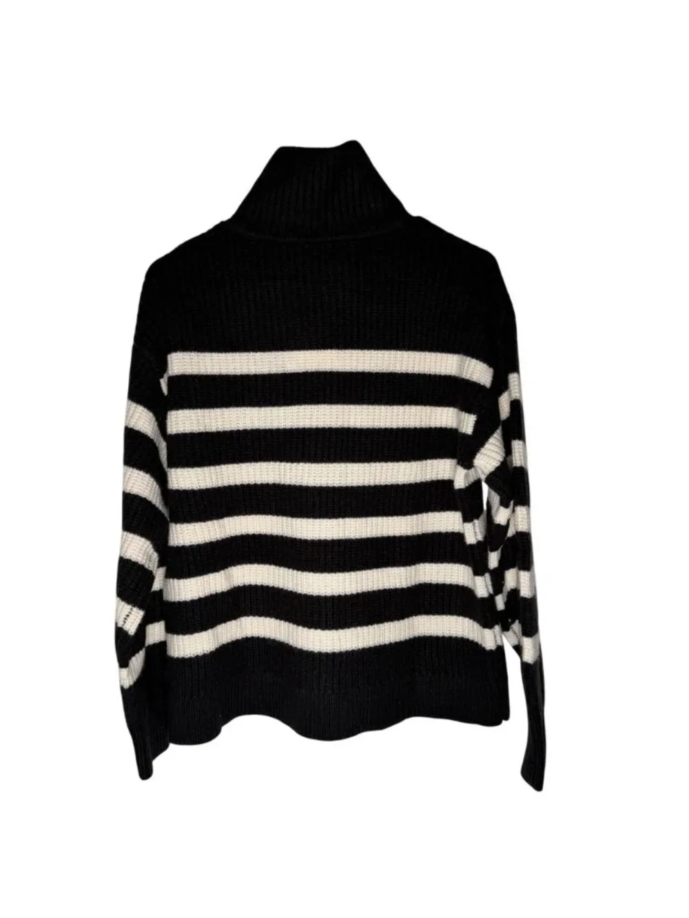 Everlane The Half-Zip Sweater in Luxe Merino Women's Size Small Black White NWT! - Picture 6 of 6